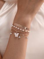 Casual Beach Simple Style Butterfly Alloy Pearl Inlay Rhinestones Women's Bracelets main image 3