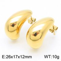 1 Pair Basic Water Droplets Plating Titanium Steel 18K Gold Plated Ear Studs sku image 5