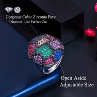 Copper White Gold Plated Rhodium Plated Rock Commute Inlay Colorful Zircon Open Rings main image 2