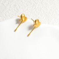 1 Pair Cute Simple Style Heart Shape 304 Stainless Steel 18K Gold Plated Ear Studs main image 3
