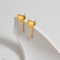 1 Pair Cute Simple Style Heart Shape 304 Stainless Steel 18K Gold Plated Ear Studs main image 4