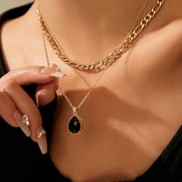 Copper Retro Water Drop Water Droplets Zircon Layered Necklaces main image 6