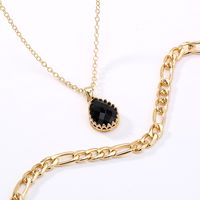 Copper Retro Water Drop Water Droplets Zircon Layered Necklaces main image 7