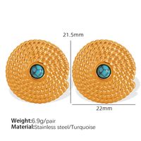 1 Par Estilo Vintage Estilo Simple Color Sólido Enchapado Embutido Acero Titanio Turquesa Chapados en oro de 18k Pendientes De Gota sku image 2