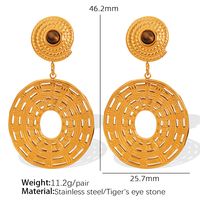 1 Pair Vintage Style Simple Style Solid Color Plating Inlay Titanium Steel Turquoise 18K Gold Plated Drop Earrings sku image 3