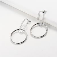 1 Pair Simple Style Commute Circle Plating 304 Stainless Steel Gold Plated Drop Earrings main image 2