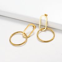 1 Pair Simple Style Commute Circle Plating 304 Stainless Steel Gold Plated Drop Earrings main image 3