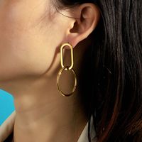 1 Pair Simple Style Commute Circle Plating 304 Stainless Steel Gold Plated Drop Earrings main image 6