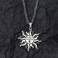 Hip-Hop Sun Smiley Face 201 Stainless Steel Hollow Out Unisex Pendant Necklace main image 4