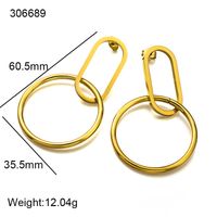 1 Pair Simple Style Commute Circle Plating 304 Stainless Steel Gold Plated Drop Earrings main image 4