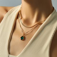 Copper Retro Water Drop Water Droplets Zircon Layered Necklaces main image 9