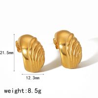 1 Pair Vintage Style French Style C Shape Geometric Polishing Plating 304 Stainless Steel 18K Gold Plated Ear Studs main image 2