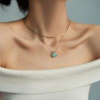 Copper Retro Water Drop Water Droplets Zircon Layered Necklaces sku image 1