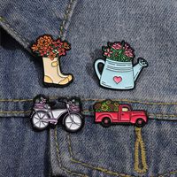 Cartoon Style Cute Cowboy Style Motorcycle Cup Flower Alloy Stoving Varnish Plating Unisex Brooches main image 8
