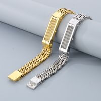 Hip-Hop Solid Color 304 Stainless Steel 18K Gold Plated Men's Bracelets main image 6
