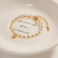 Edelstahl 304 18 Karat Vergoldet IG-Stil Einfacher Stil Perlen Büroklammer Sonne Armbänder main image 3