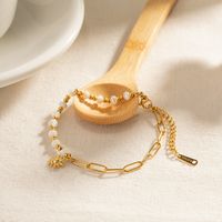 Edelstahl 304 18 Karat Vergoldet IG-Stil Einfacher Stil Perlen Büroklammer Sonne Armbänder main image 5