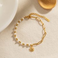 Edelstahl 304 18 Karat Vergoldet IG-Stil Einfacher Stil Perlen Büroklammer Sonne Armbänder main image 6