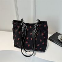 Women's Cute Basic Strawberry Canvas Shopping Bags main image 3
