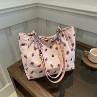 Women's Cute Basic Strawberry Canvas Shopping Bags main image 5