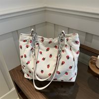 Women's Cute Basic Strawberry Canvas Shopping Bags main image 4