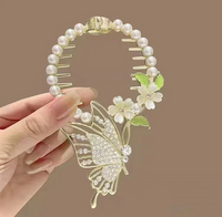 Women's Elegant Lady Streetwear Tassel Flower Butterfly Alloy Plating Inlay Artificial Pearls Hair Claws sku image 19