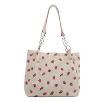Women's Cute Basic Strawberry Canvas Shopping Bags sku image 1
