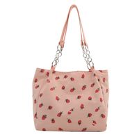 Women's Cute Basic Strawberry Canvas Shopping Bags sku image 2