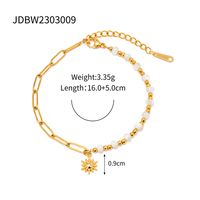 Edelstahl 304 18 Karat Vergoldet IG-Stil Einfacher Stil Perlen Büroklammer Sonne Armbänder main image 2