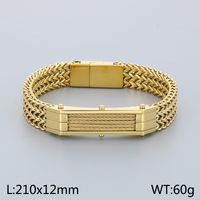 Hip-Hop Solid Color 304 Stainless Steel 18K Gold Plated Men's Bracelets sku image 4