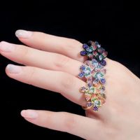 Copper Silver Plated Casual Vacation Shiny Inlay Colorful Zircon Open Rings main image 1
