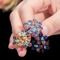 Copper Silver Plated Casual Vacation Shiny Inlay Colorful Zircon Open Rings main image 3