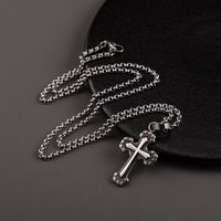 Casual Hip-Hop Cool Style Cross 304 Stainless Steel Polishing Enamel Three-dimensional Unisex Pendant Necklace Necklace main image 1