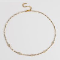 304 Stainless Steel 18K Gold Plated Simple Style Shiny Inlay Eye Zircon Bracelets Necklace sku image 4