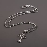 Casual Hip-Hop Cool Style Cross 304 Stainless Steel Polishing Enamel Three-dimensional Unisex Pendant Necklace Necklace main image 3