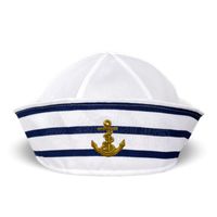 Unisex Casual Navy Style Stripe Anchor Printing Eaveless Beanie Hat sku image 1