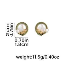 1 Pair Retro Pastoral Flower Inlay Freshwater Pearl Copper Freshwater Pearl 18K Gold Plated Ear Studs main image 2
