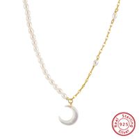 Elegant Round Freshwater Pearl Sterling Silver Pendant Necklace In Bulk sku image 1
