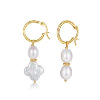 1 Pair Simple Style Classic Style Solid Color Inlay Freshwater Pearl Sterling Silver Freshwater Pearl Drop Earrings sku image 8