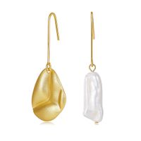 1 Pair Simple Style Classic Style Solid Color Inlay Freshwater Pearl Sterling Silver Freshwater Pearl Drop Earrings sku image 6