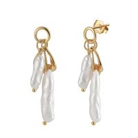 1 Pair Simple Style Classic Style Solid Color Inlay Freshwater Pearl Sterling Silver Freshwater Pearl Drop Earrings main image 5