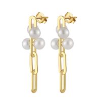 1 Pair Simple Style Classic Style Solid Color Inlay Freshwater Pearl Sterling Silver Freshwater Pearl Drop Earrings main image 3