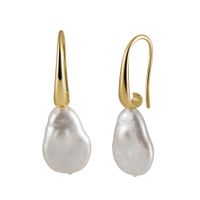 1 Pair Simple Style Classic Style Solid Color Inlay Freshwater Pearl Sterling Silver Freshwater Pearl Drop Earrings sku image 10