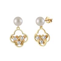 1 Pair Simple Style Classic Style Solid Color Inlay Freshwater Pearl Sterling Silver Freshwater Pearl Drop Earrings sku image 11