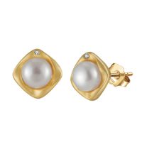 1 Pair Simple Style Classic Style Solid Color Inlay Freshwater Pearl Sterling Silver Freshwater Pearl Drop Earrings sku image 3