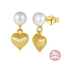 1 Pair Simple Style Classic Style Solid Color Inlay Freshwater Pearl Sterling Silver Freshwater Pearl Drop Earrings sku image 1