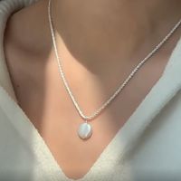 Vintage Style Solid Color Freshwater Pearl Sterling Silver Pearl Pendant Necklace In Bulk main image 2
