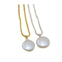 Vintage Style Solid Color Freshwater Pearl Sterling Silver Pearl Pendant Necklace In Bulk main image 3
