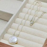 Vintage Style Solid Color Freshwater Pearl Sterling Silver Pearl Pendant Necklace In Bulk sku image 2