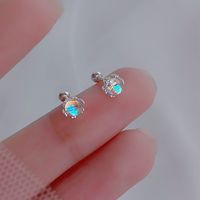 1 Pair Cute Sweet Shiny Square Oval Heart Shape Inlay Copper Zircon Ear Studs sku image 5